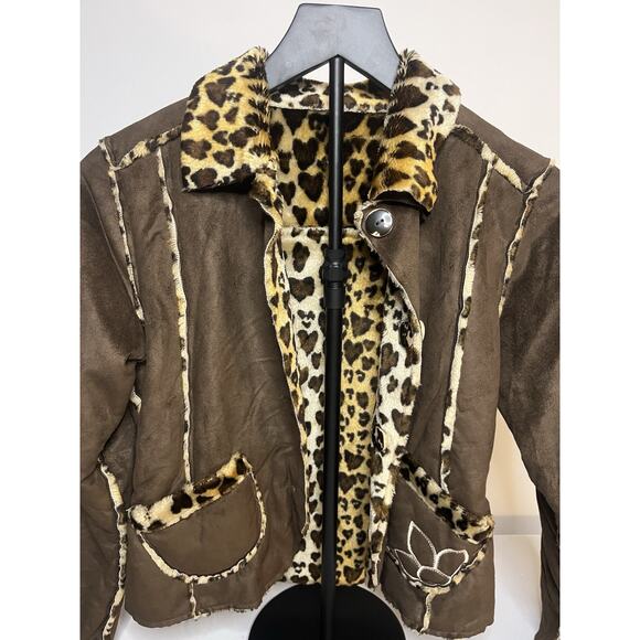 Iz Byer California Reversible Women’s Cheetah Print Jacket Size 7/8 - Picture 2 of 11